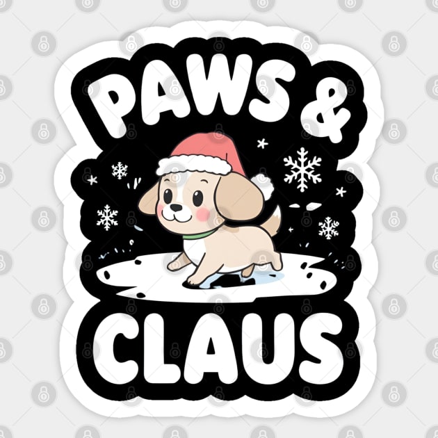 Paws & Claus Cute Christmas Dog Sticker by Ink Lines